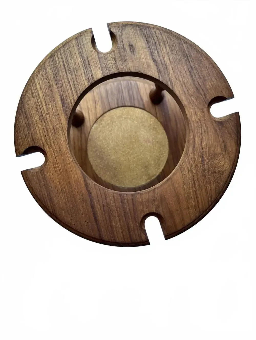 VTG Goodwood Genuine Teak Wood Wine Bottle Stand Holder & Glass Caddy MCM